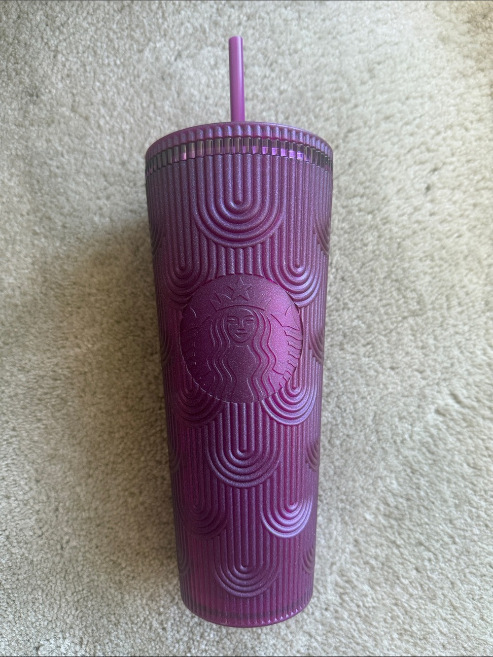 Starbucks Purple Pearl Shell Mermaid Siren Cold Tumbler Cup with Straw